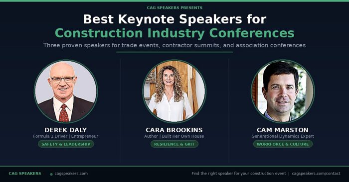 Derek Daly, Cara Brookins, and Cam Marston - keynote speakers for construction industry conferences and trade events