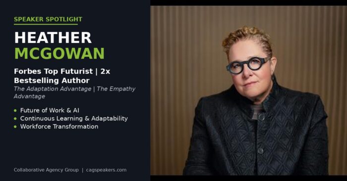 Heather McGowan, Forbes Top Futurist and 2x bestselling author, keynote speaker on future of work, AI, and workforce transformation