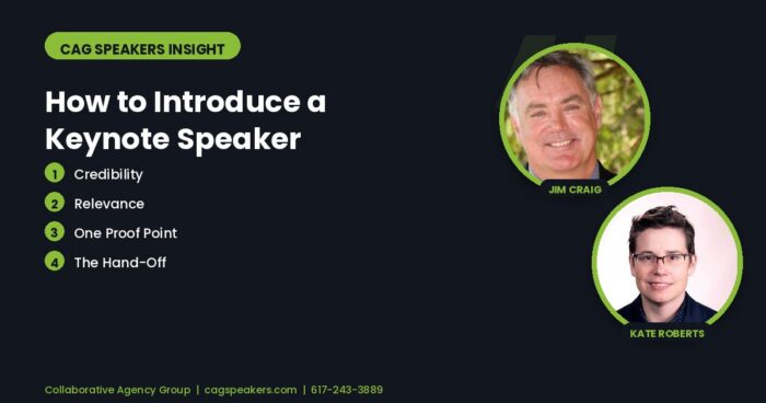 CAG Speakers Insight graphic: How to Introduce a Keynote Speaker, with examples