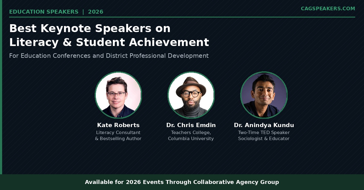 Kate Roberts, Chris Emdin, and Anindya Kundu - keynote speakers on literacy and student achievement available through Collaborative Agency Group