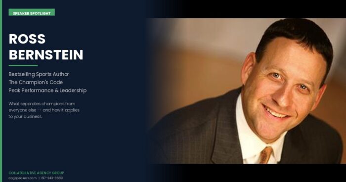 Ross Bernstein, bestselling sports author, on a Collaborative Agency Group speaker spotlight graphic
